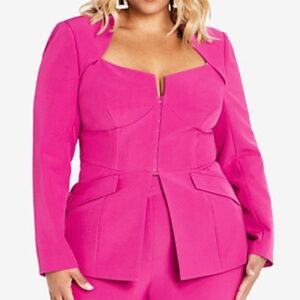 City Chic Fuchsia Long Sleeve Blazer